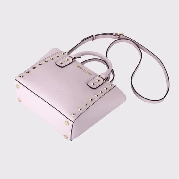 Nwot Michael Kors Sandrine Gold Studded Shoulder Bag Satchel Purse - Picture 4 of 12